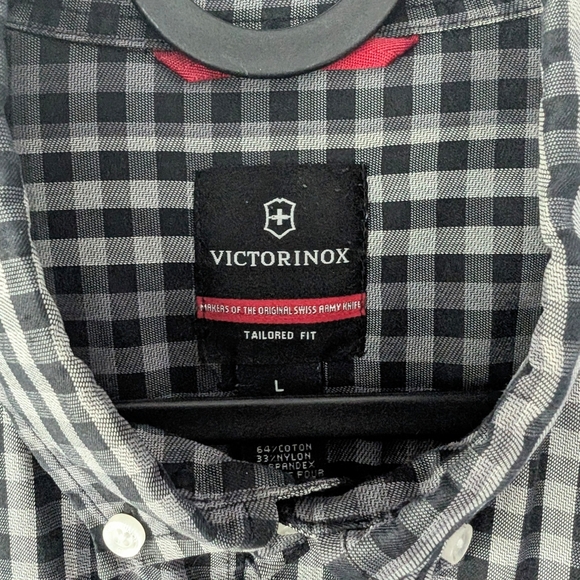 Victorinox Men's Gingham Casual Button Down Shirt In Size Large - Picture 6 of 12